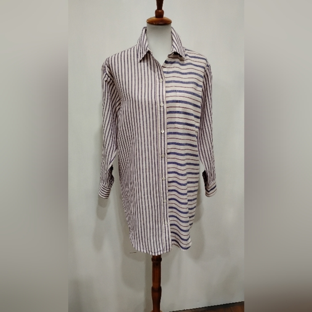 J. CREW STRIPED LINEN SHIRT DRESS - Picture 10 of 11